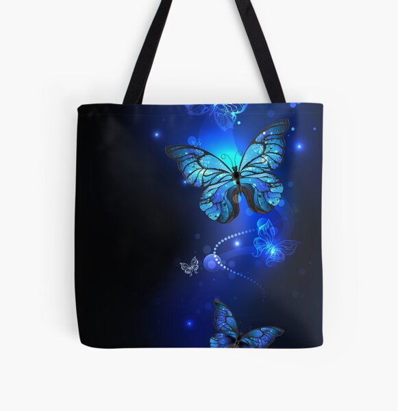 Morpho Butterfly in the Dark All Over Print Tote Bag