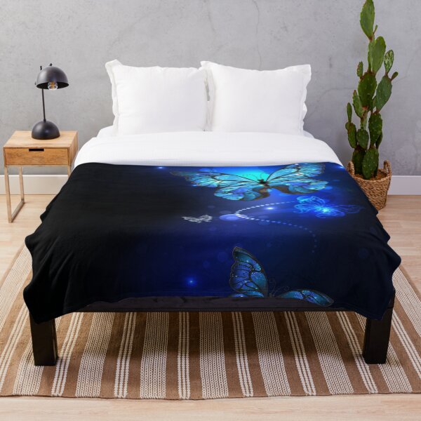 Morpho Butterfly in the Dark Throw Blanket