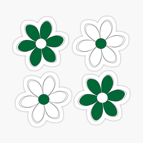 Green and White Flowers - School Colors Sticker