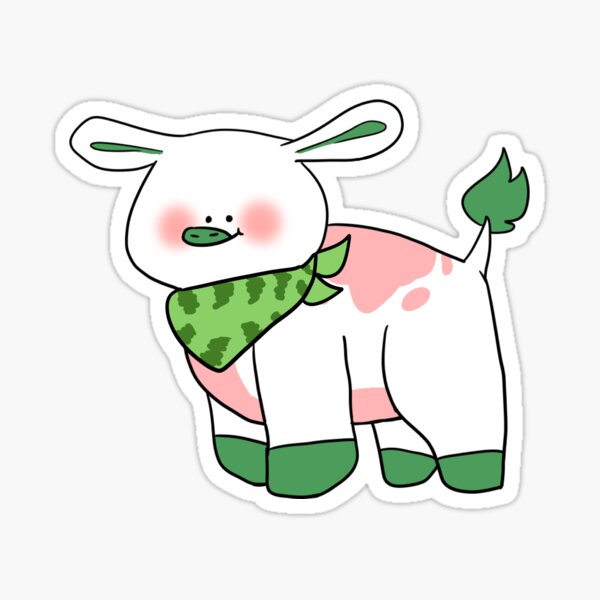 "Watermelon Cow" Sticker by thuunderbiird Redbubble