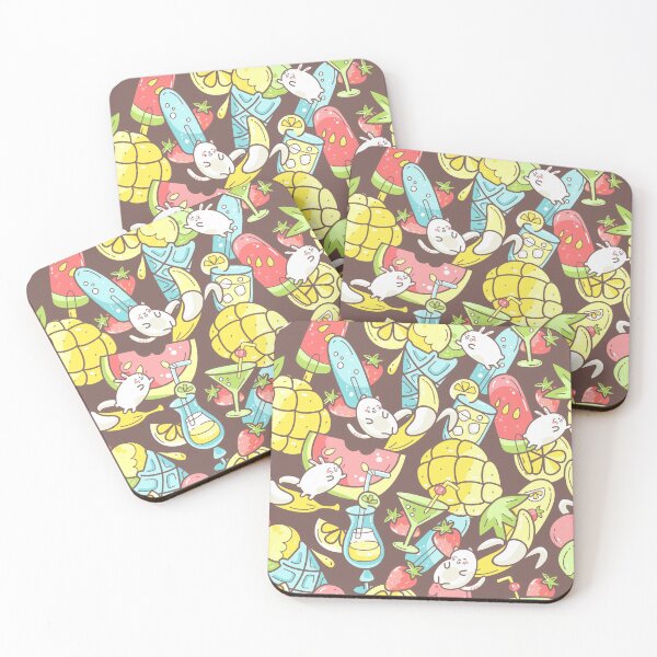 Item preview, summer sweet food, ice-cream, fruits and coctails and funny characters jumping between desserts designed and sold by Dina Konovalova.