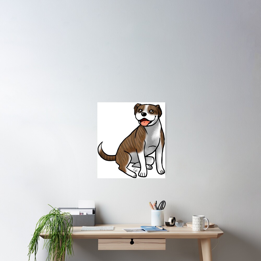 American Pit Bull Terrier - Brindle and White Poster