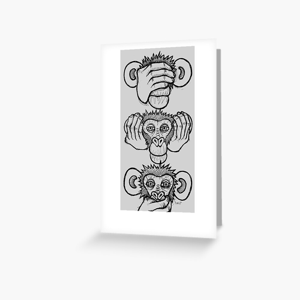 Speak No Evil Hear No Evil Birthday See No Evil Greeting card Thank You Blank