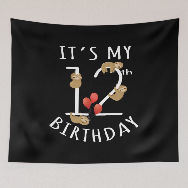 Item preview, It's My 12th Birthday Sloth 12 Years Old Kid B-day Party graphic designed and sold by Grabitees.