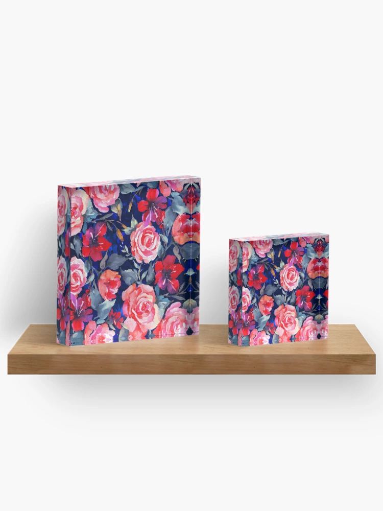 Thumbnail 3 of 5, Acrylic Block, Midnight Roses designed and sold by Mandala Of Life.