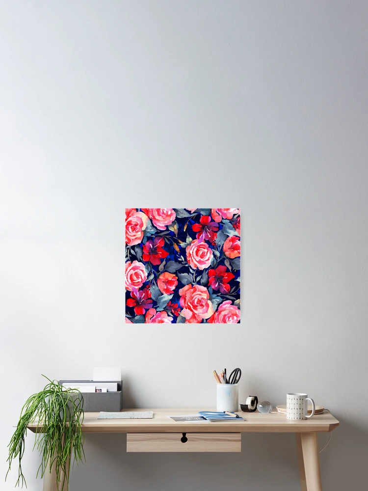 Thumbnail 2 of 3, Poster, Midnight Roses designed and sold by Mandala Of Life.