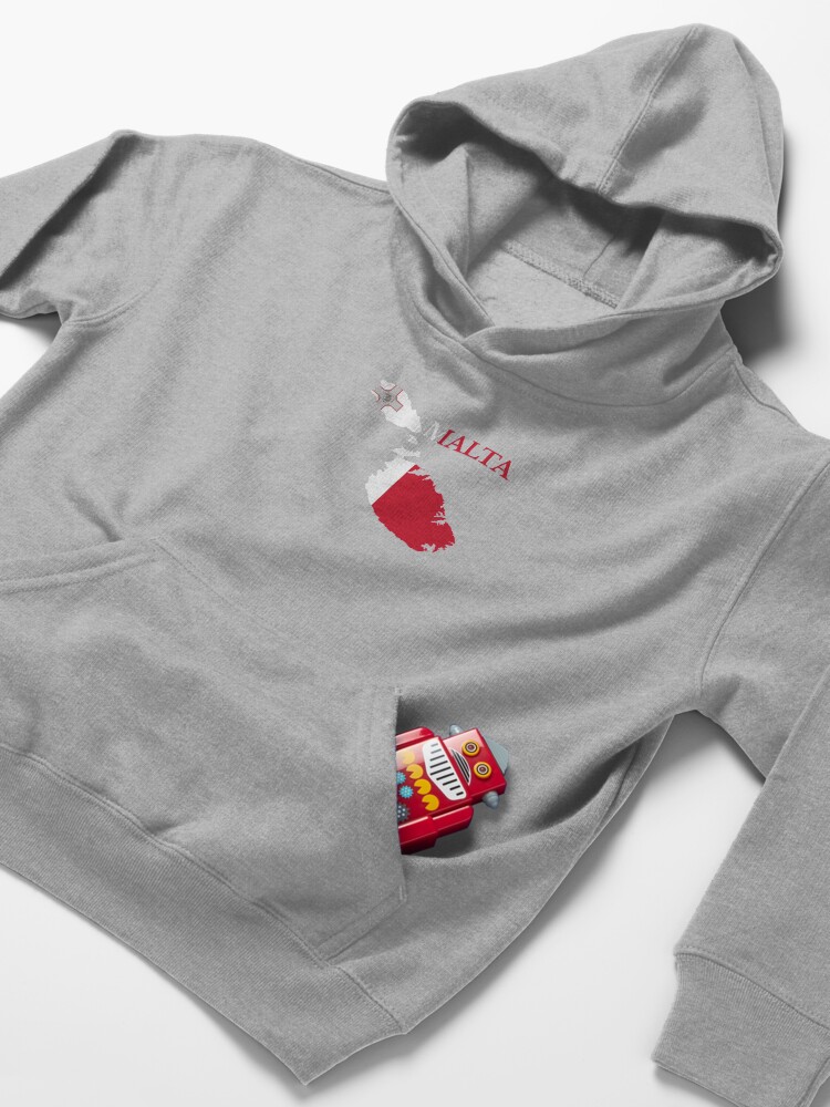 Alternate view of Malta Map Flag, Maltese Kids Pullover Hoodie