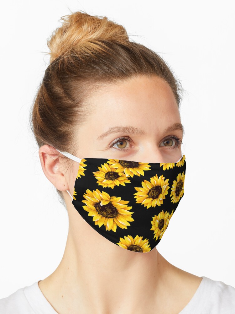 Download Sun Flowers Floral Pattern Yellow Flower Mask By Rakeshmurugan Redbubble PSD Mockup Templates
