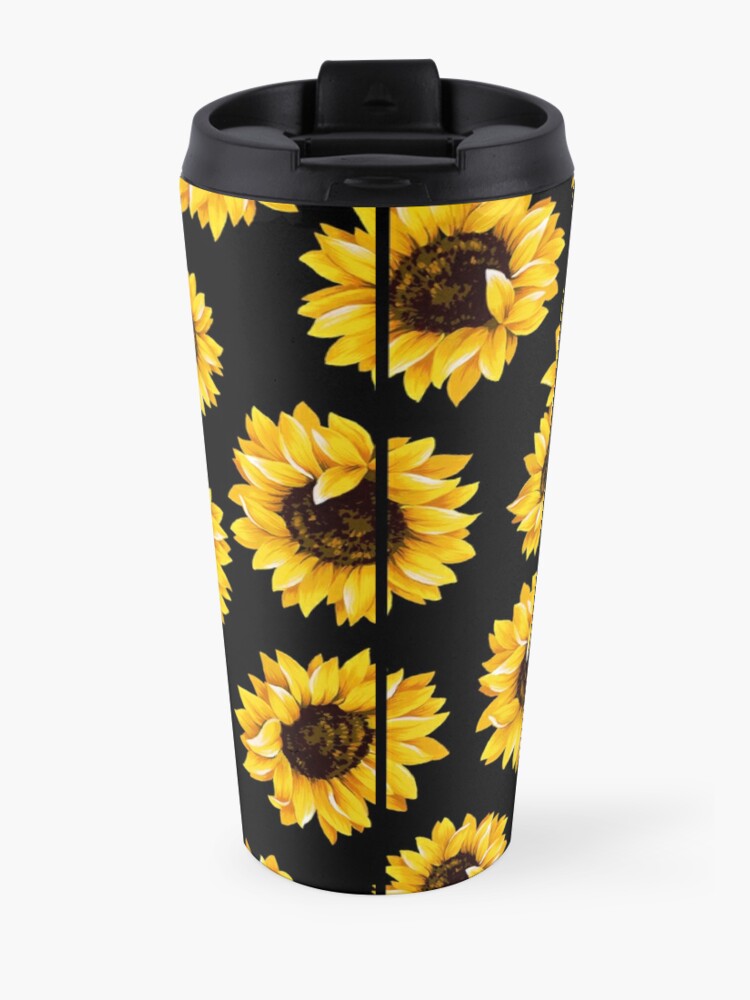 Alternate view of Sun flowers floral pattern - yellow flower Travel Coffee Mug