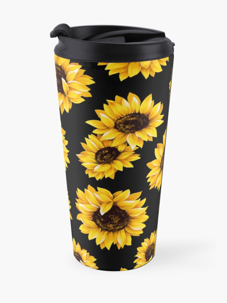 Alternate view of Sun flowers floral pattern - yellow flower Travel Coffee Mug