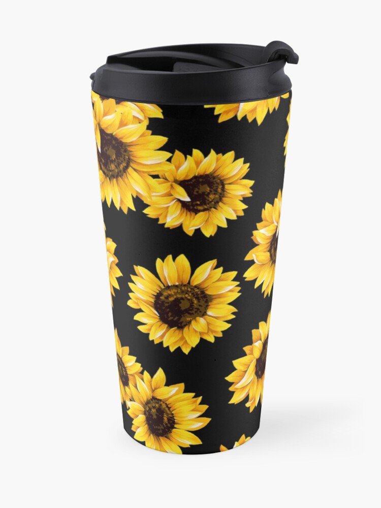 Alternate view of Sun flowers floral pattern - yellow flower Travel Coffee Mug