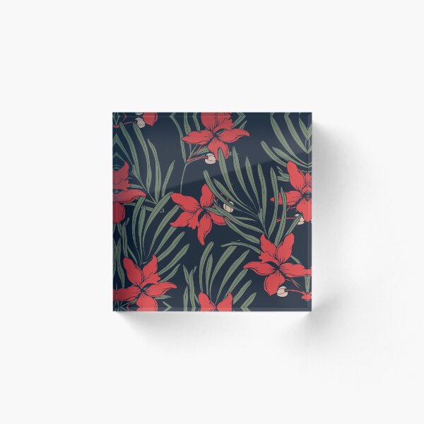 Item preview, Red flowers floral pattern - green leafs designed and sold by Rakesh Murugan.