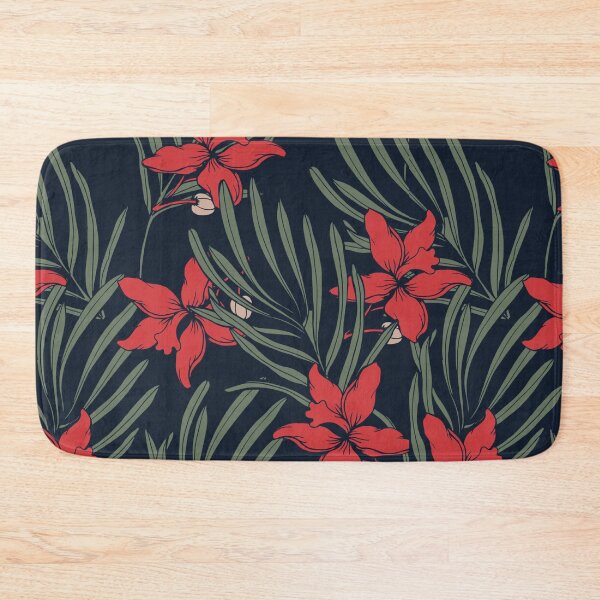 Item preview, Red flowers floral pattern - green leafs designed and sold by Rakesh Murugan.