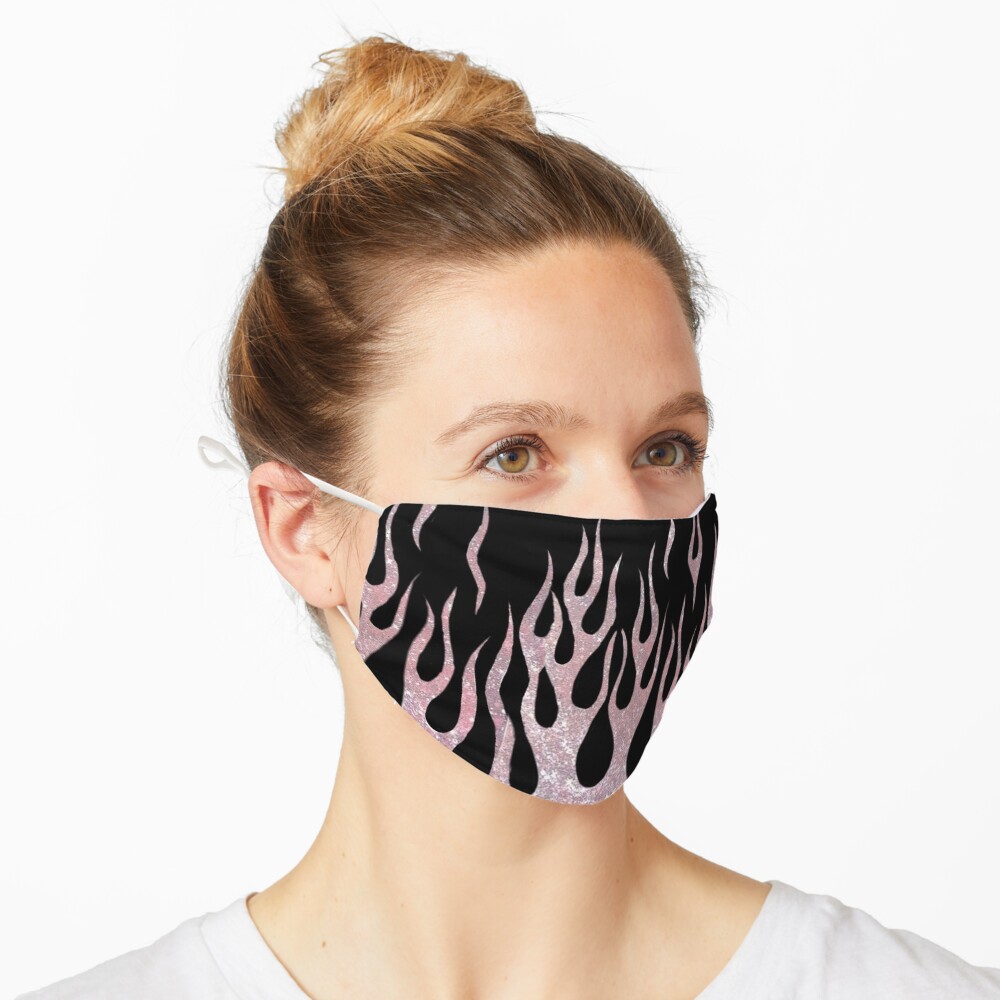 Pink Glitter Flames Mask