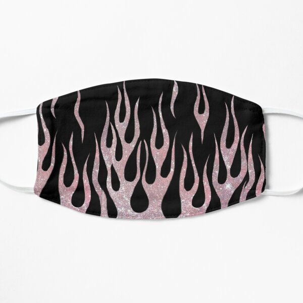 Pink Glitter Flames Flat Mask
