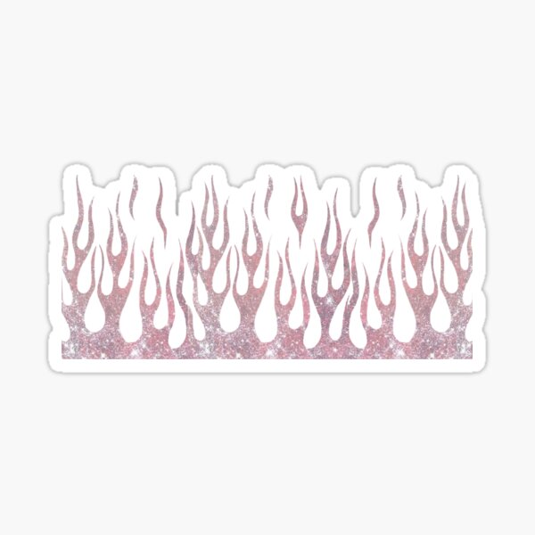 Pink Glitter Flames Sticker