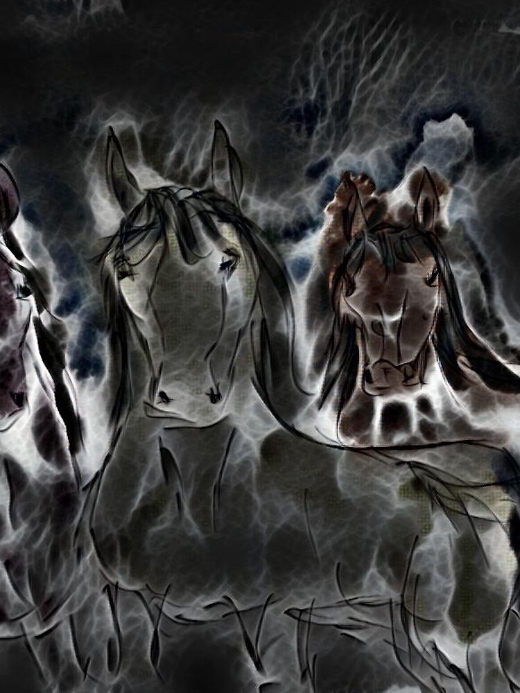 Three Horses Art 9 designed and created by (c) Janet Watson Art by JanetWatsonArt
