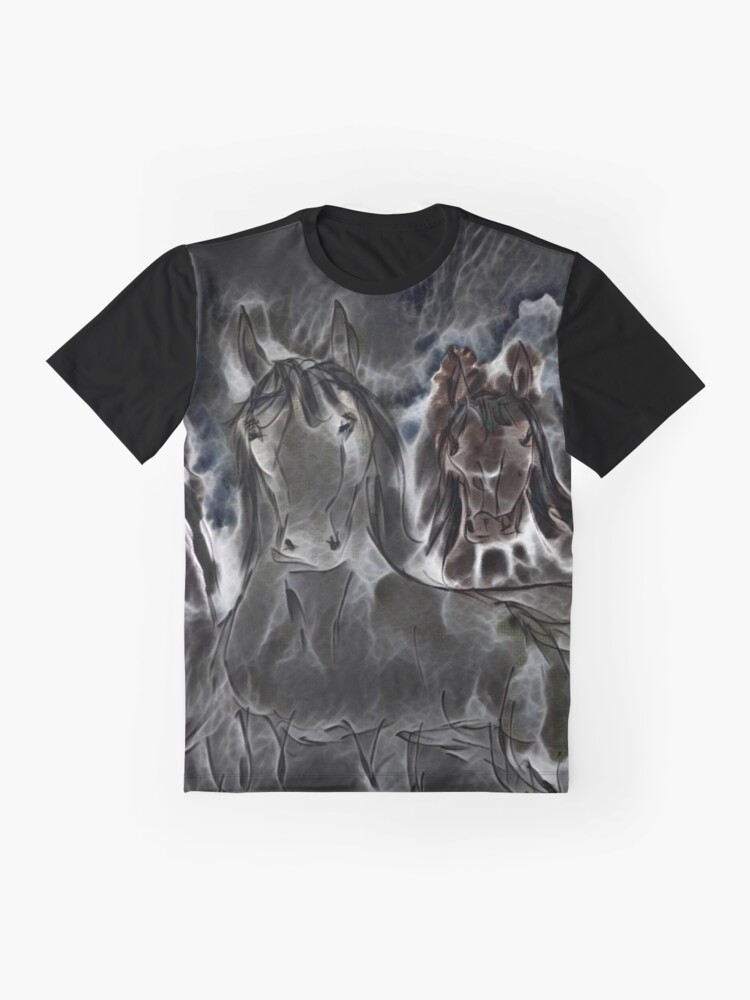 Alternate view of Three Horses Art 9 designed and created by (c) Janet Watson Art Graphic T-Shirt