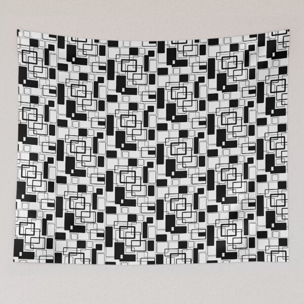 Artikelvorschau, Schwarzes Noir und weißes geometrisches Wiederholungsmuster entworfen und verkauft von CJAura by Claire Jane Johnson.
