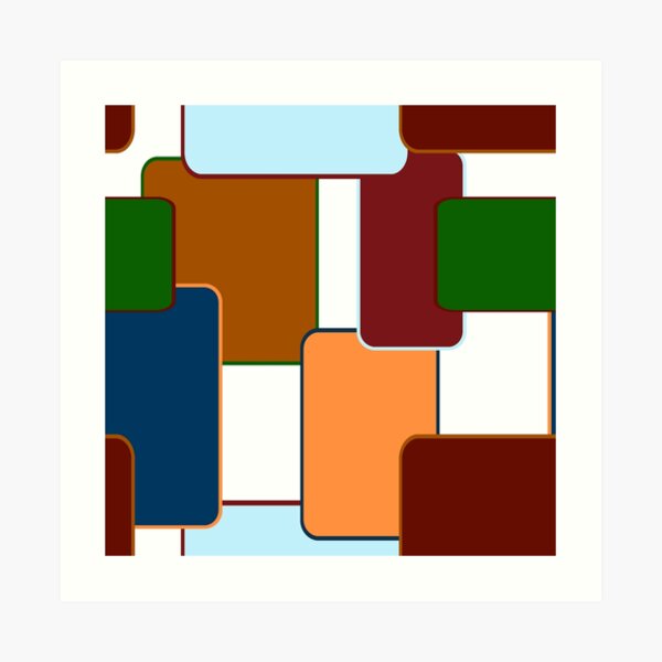 Retro Squares on white Art Print