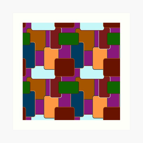 Retro Squares on purple Art Print