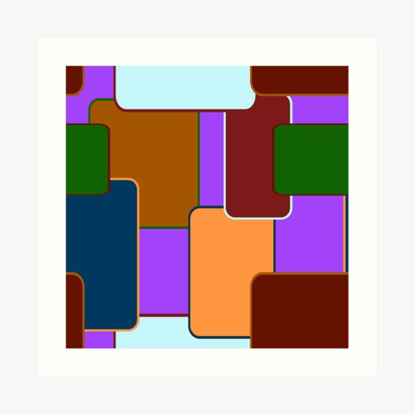 Retro Squares on light purple Art Print