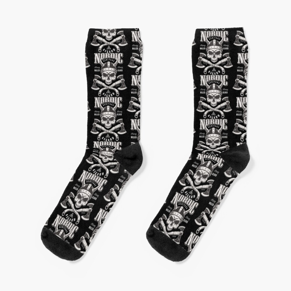 "Nordic Heritage Viking Warrior Valhalla" Socks for Sale by renju1902