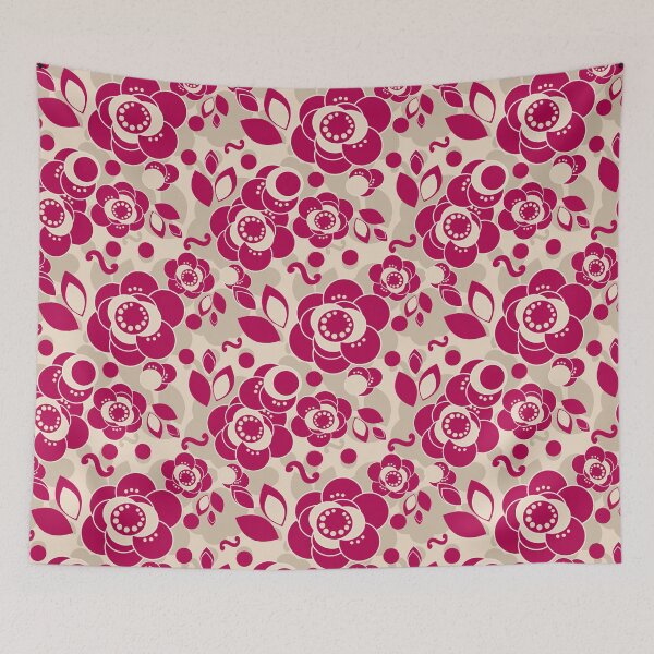 Item preview, Red beige floral pattern designed and sold by fuzzyfox.