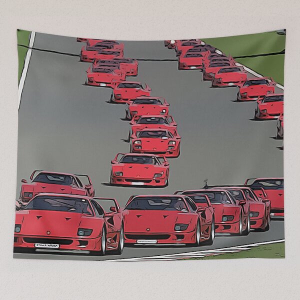 Item preview, Ferrari F40 Convoy Poster – Iconic Red Supercar Fleet Art designed and sold by Road To Track.