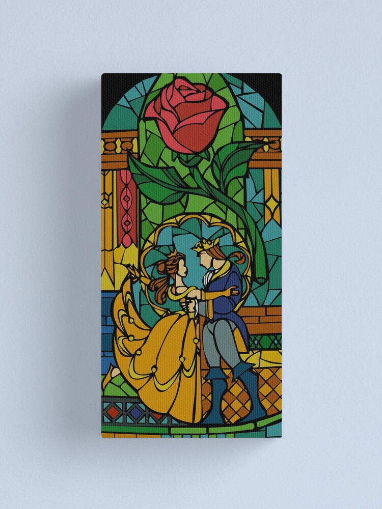 Beauty And The Beast Stained Glass Canvas Print By Hogies Redbubble