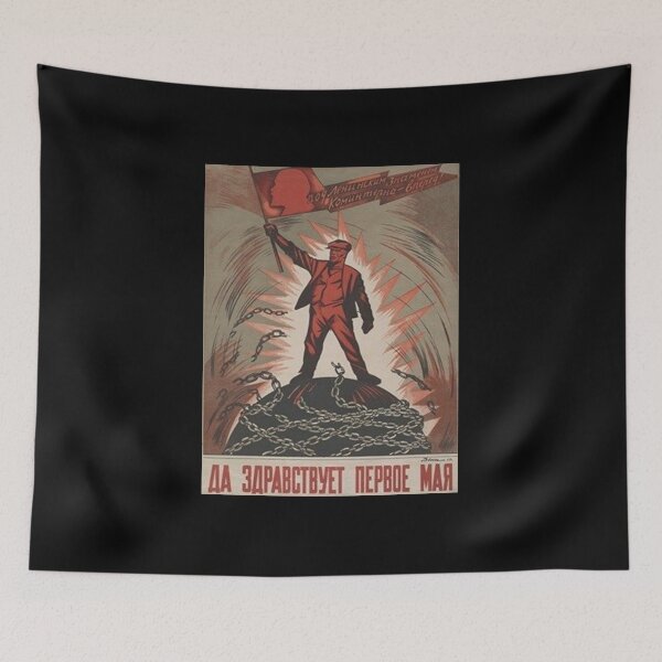 Item preview, Soviet USSR Propaganda Vintage Poster Political May 1st Day Red Communist  designed and sold by TopTeeShop.