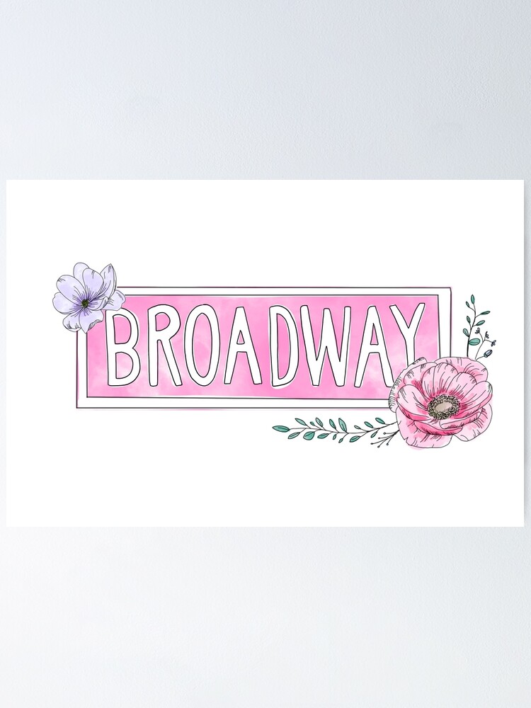 "Watercolor Floral Broadway Sign Pink Palette" Poster by alfrescotree