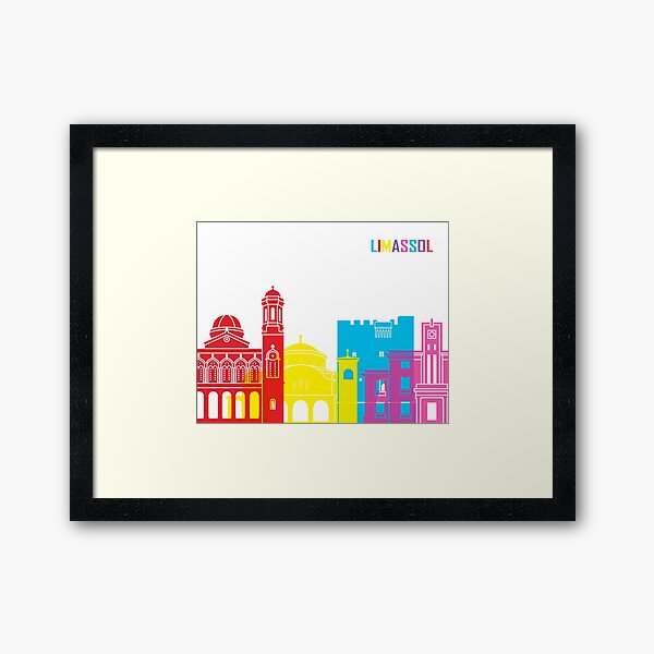 Limassol skyline pop Framed Art Print