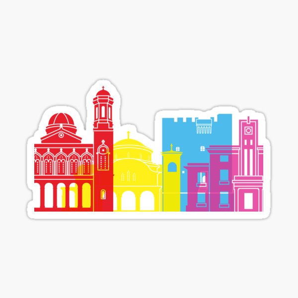 Limassol skyline pop Sticker