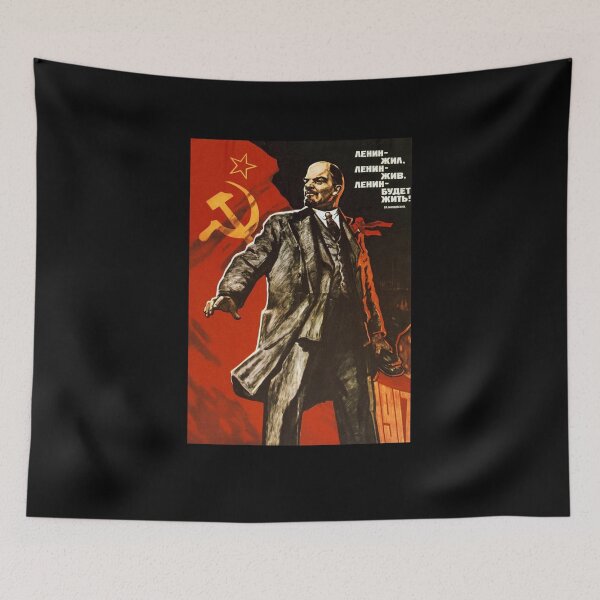 Item preview,  Soviet USSR Propaganda Vintage Poster Soviet Union Propaganda Lenin Lives and Lenin Will GO ON Living! designed and sold by TopTeeShop.