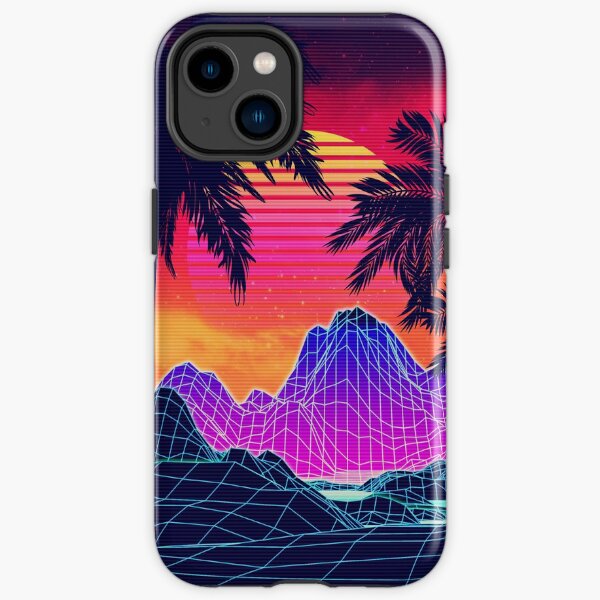 80s Vaprwave rocks and palm trees design iPhone Tough Case