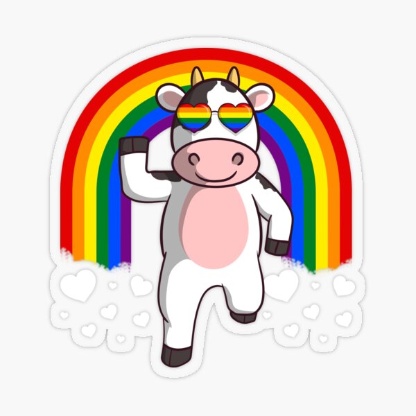 Gay Pride Rainbow Cow LGBT Transparent Sticker