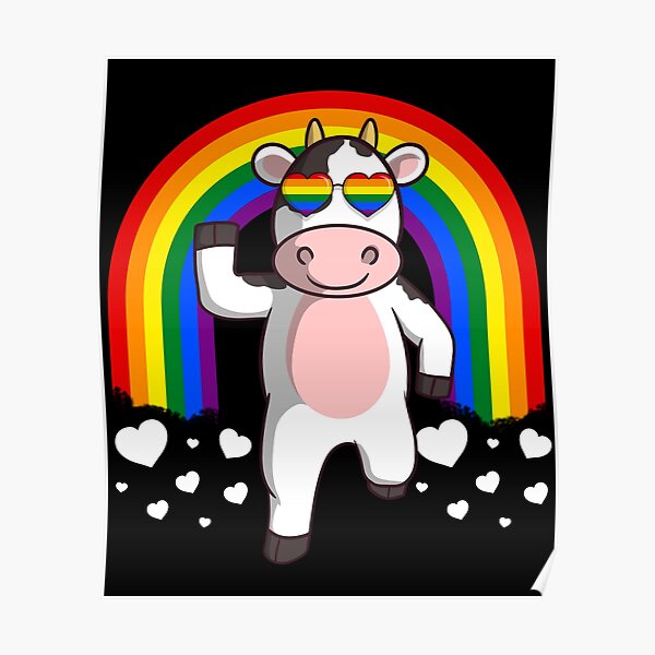 Gay Pride Rainbow Cow LGBT Poster