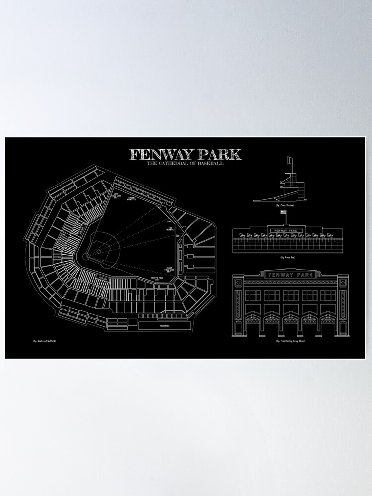 Vintage Fenway Park Seating Chart PRINT or CANVAS Vintage 