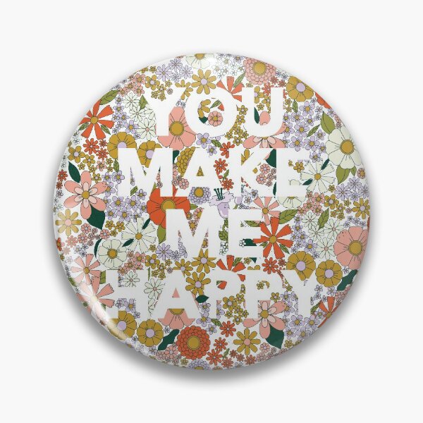 Item preview, Retro flower print with You Make Me Happy text  designed and sold by Megan McNulty.