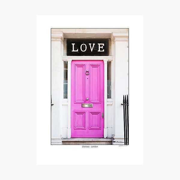 Pink door with letters 'LOVE', Chelsea, London Photographic Print