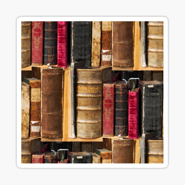 Stack of Antique Books Sticker for Sale by murkyswamp
