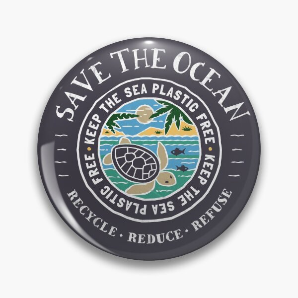 Save The Ocean Keep the Sea Plastic Free Turtle Scene Pin