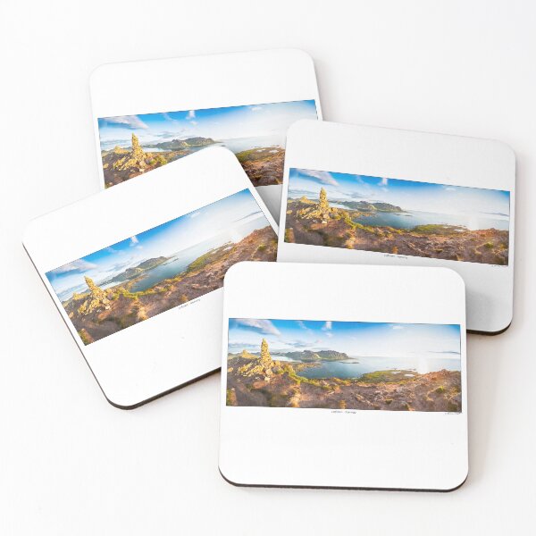 Item preview, Panoramic image shot from the top of the Hoven mountain at midnight, Gimsøya island, Lofoten, Norway designed and sold by AndreasPrott.