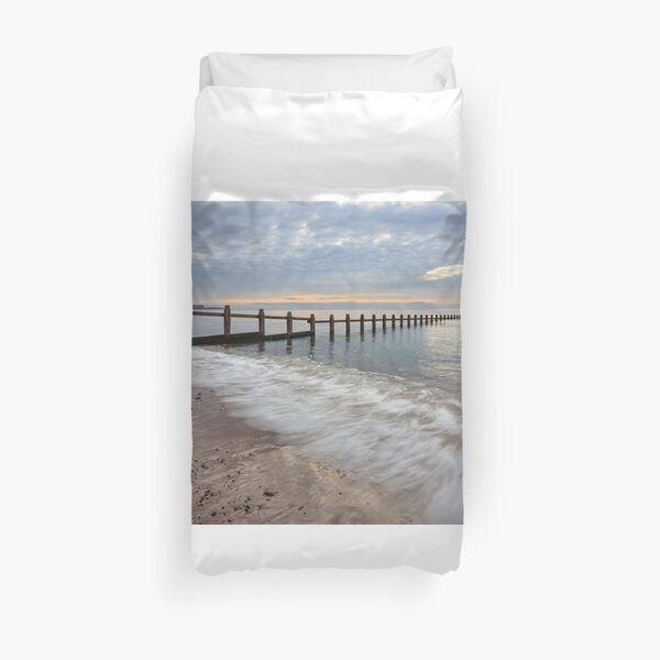 Groynes at Dawlish Warren Duvet Cover