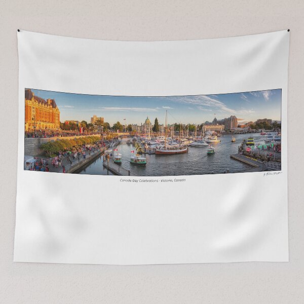 Item preview, Canada Day in Victoria, Vancouver Island, Canada. Masses of people visiting the celebrations at inner harbour with the parliament building during sunset. designed and sold by AndreasPrott.