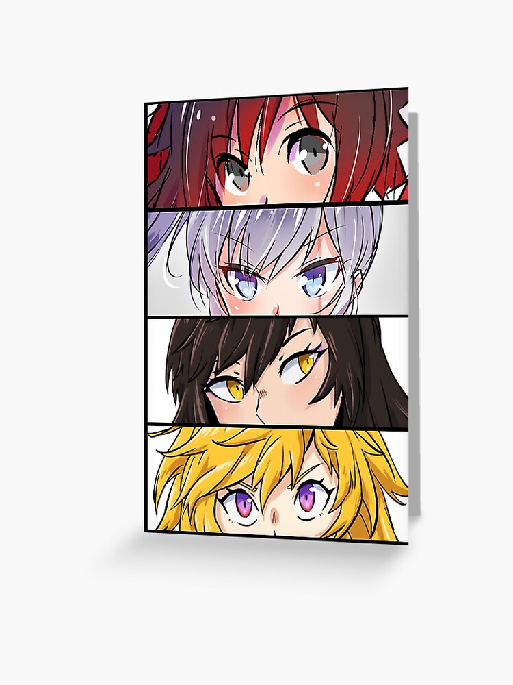 American Fantasy Anime Rwby Character Chibi Blake Yang Weiss Ruby Greeting Card By Bettyalexis25 Redbubble