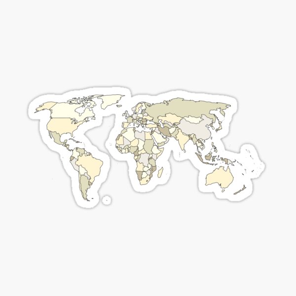 Yellow Aesthetic World Map Sticker For Sale By Pastel PaletteD   St,small,507x507 Pad,600x600,f8f8f8.u3 