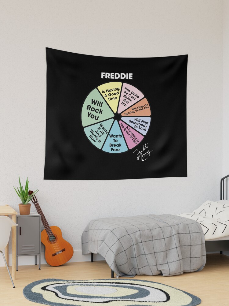 80 s Music Retro Lyrics Freddie Mercury Pie Chart Tapestry