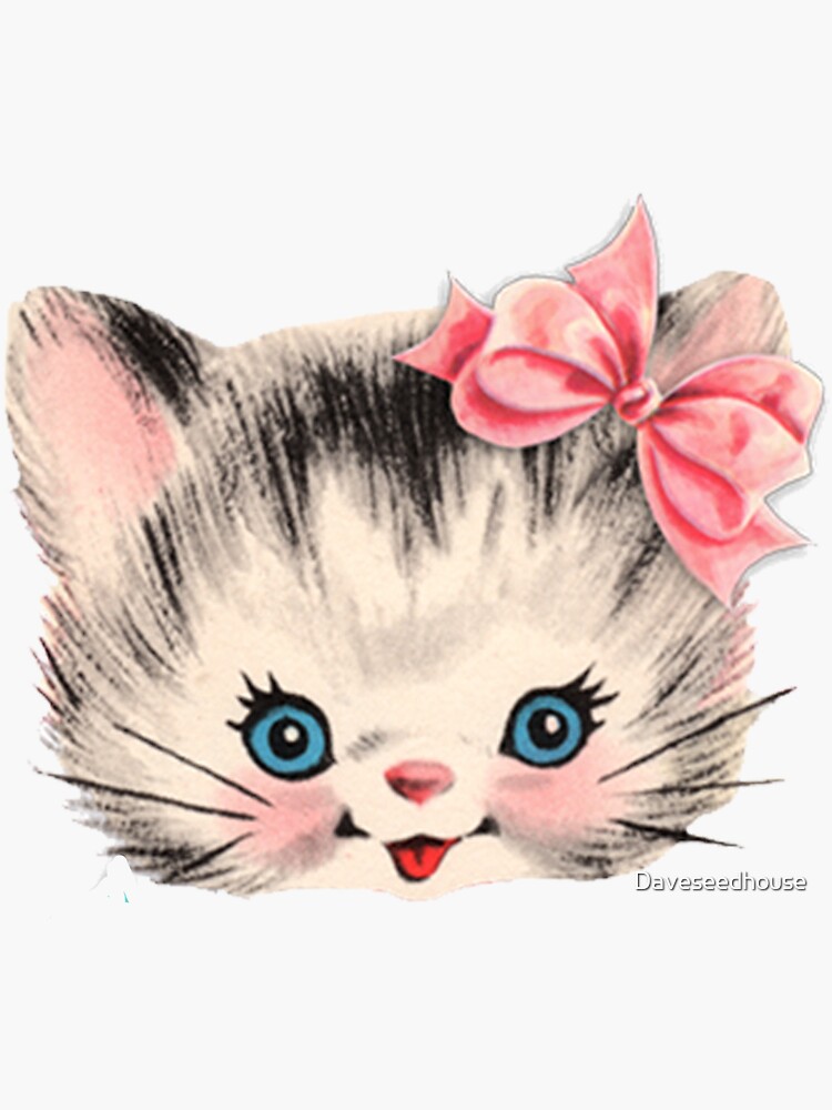 "Kitsch Kitten" Sticker for Sale by Daveseedhouse Redbubble